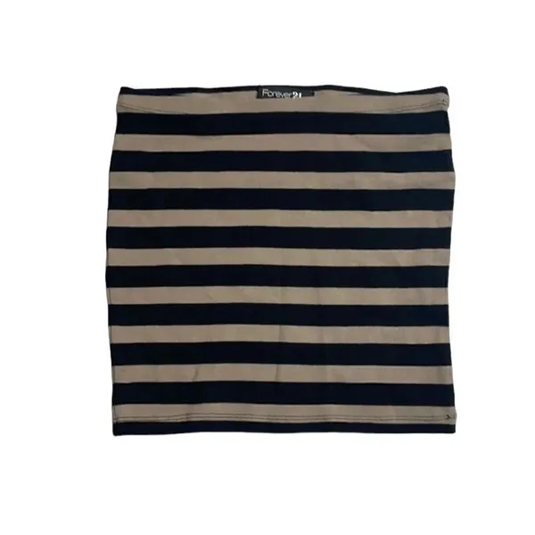 NWT Y2K Vintage Forever 21 Striped Micro Mini Skirt Black and tan medium - Image 2