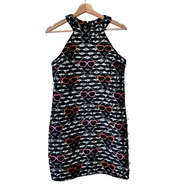 Hutch Dress Women Small Black White novelty print Sunglasses Shift halter Dress - Image 4