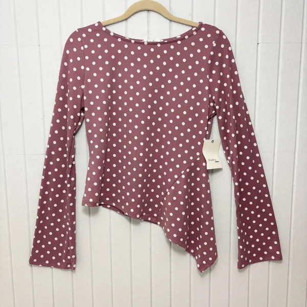 Electric Behavior Dusty Rose Polka Dot Long Sleeve Top size M‎ - Image 2
