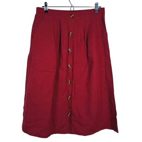 Halara A Line Midi Skirt Size Large Red High Waisted Preppy Academia Ivy League - Image 2