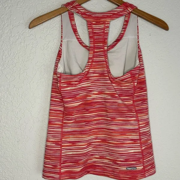 The North Face Orange Stripe Athletic Nylon Tank Top Vapor Wick Medium - Image 4