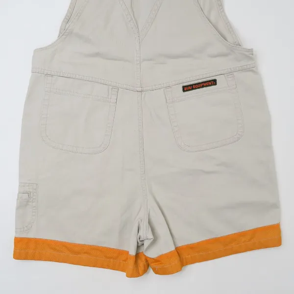 Vintage 90s Bum Equipment Jeans Khaki & Orange Denim Overall Shorts - Image 11