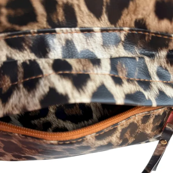 Leopard Print Backpack with Additional‎ Strap Black - Image 11