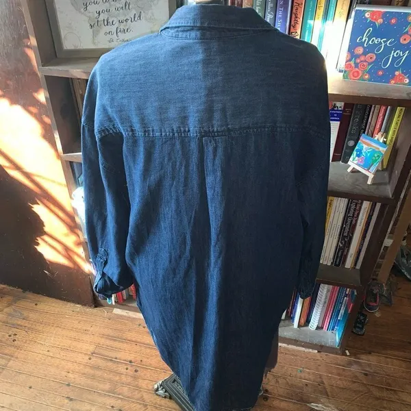 Gap dark wash normcore M denim classic collared tunic - Image 2