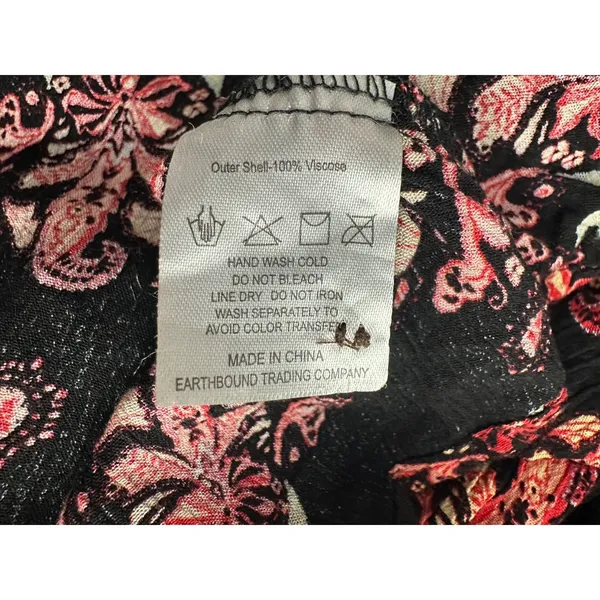 Earthbound Trading Dark Moody Floral Boho Bohemian Gauzy Maxi Skirt Size Large - Image 2