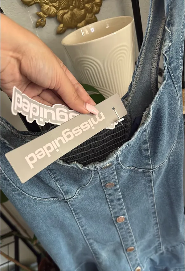 Missguided Dress Mini Denim - Image 4
