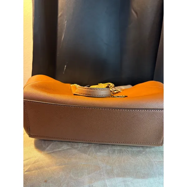 Michael Kors Jet Set Large EW Chain Tote Luggage Brown Saffiano Leather Handbag - Image 7