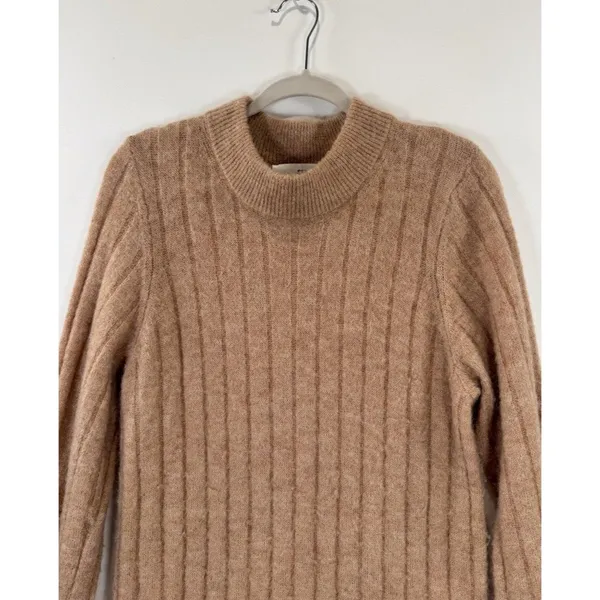 Selected Femme Sweater Dress Brown Glowie Midi Ribbed Knit Long Sleeve Medium - Image 8