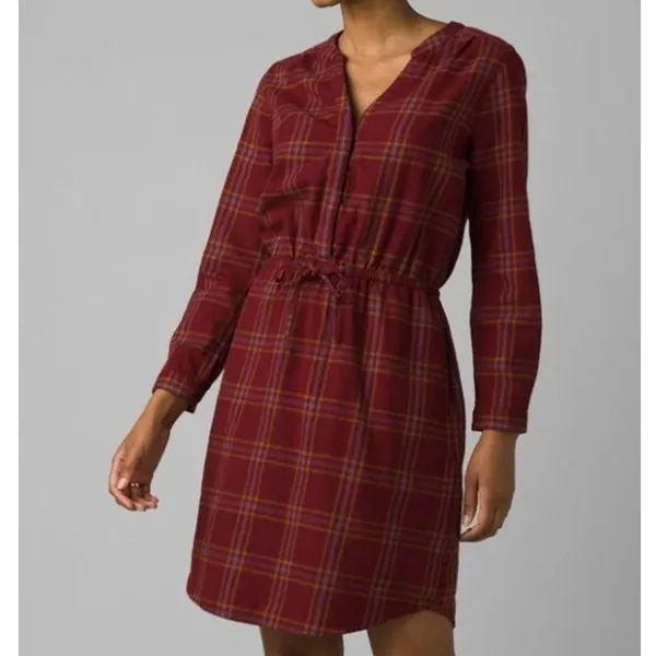Prana Red Flannel Casual Organic Cotton Loop To Pines Popover Long Sleeve Dress - Image 2