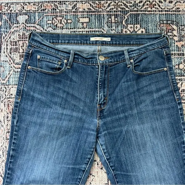 Levi's 505 Straight Dark Wash Straight Leg Jeans Size 12 Mid Rise Denim - Image 3