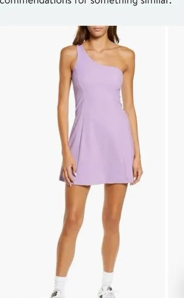 NWT Outdoor Voices SOLD OUT One Shoulder Dress Built in Shorts Lavender Size L - Image 5