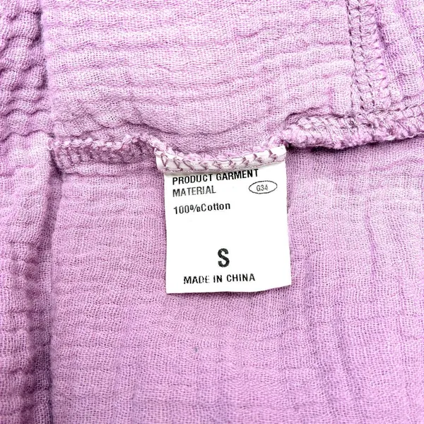 Light Purple Gauze Oversized Minimalist Casual Button Down Shirt - Image 7