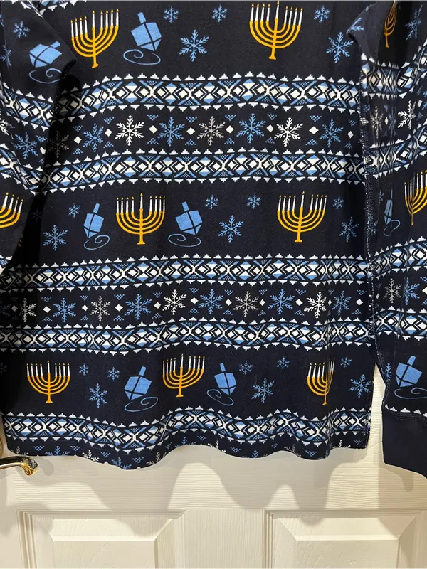 Hanna Andersson Hanukkah Themed Pajama Top 100% Organic Cotton Size XL Navy Blue - Image 4