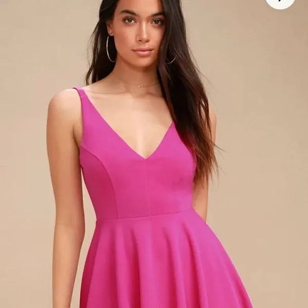 Lulu’s Darling Delight Raspberry Pink Skater Dress - Image 3