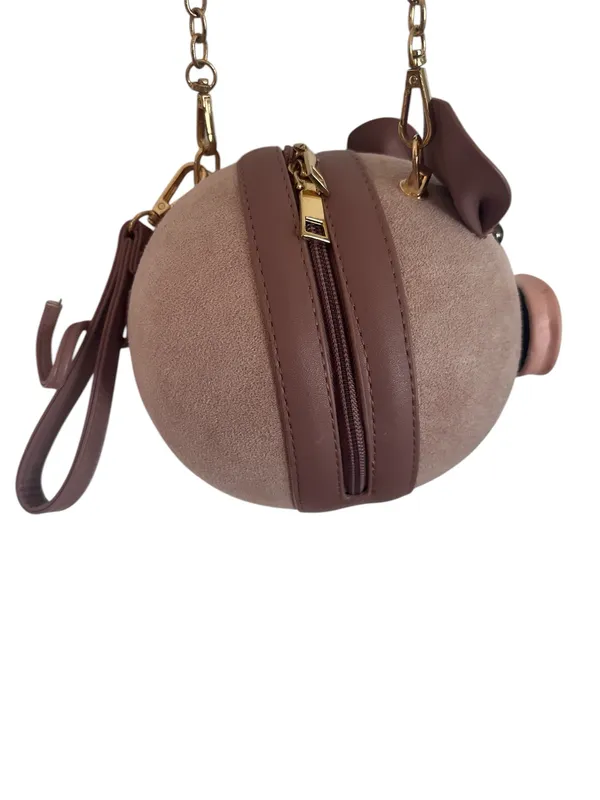 Pink Mauve PU Suede Pig Shoulder Wrist Hand Bag Cosmetic Handbag Purse - Image 4