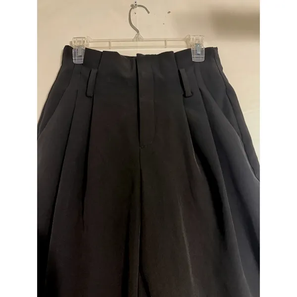 A New Day Black High-Rise Pleated Wide Leg Cropped Trousers Size 6 Stretch - Image 4