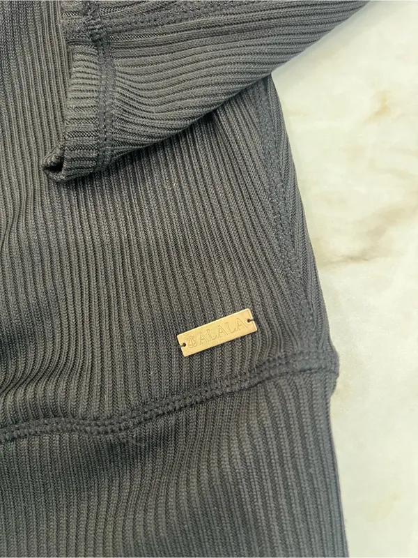 NEW ALALA Black Ribbed Hoodie Size Small - Image 5