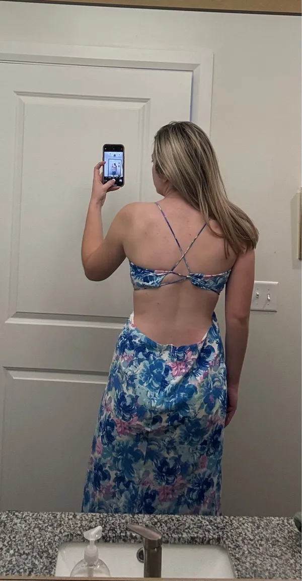 Blue and pink vacation dress Size M - Image 2