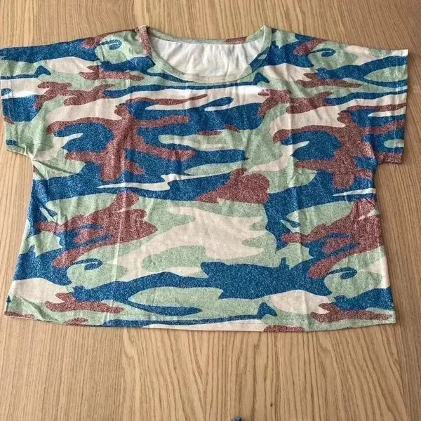 🆕Crop Top And Drawstring Shorts Camo Print Set M🆕 Green Size M - Image 6