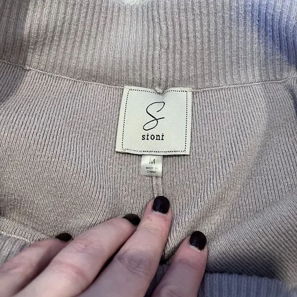 Sioni Sweater Pants Size M Wide Leg Pull On Lounge Leisure Quiet Luxury Neutral - Image 9