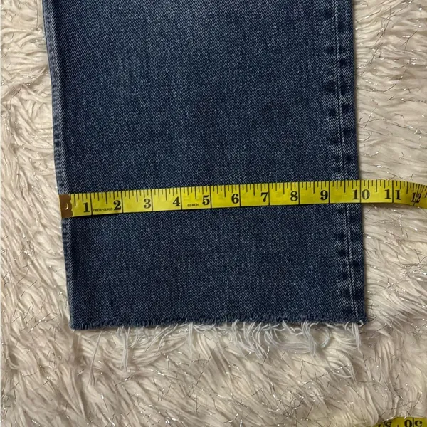 Zara‎ Blue Medium Wash Women’s Wide Leg Raw Hem Jeans Size 8 - Image 10