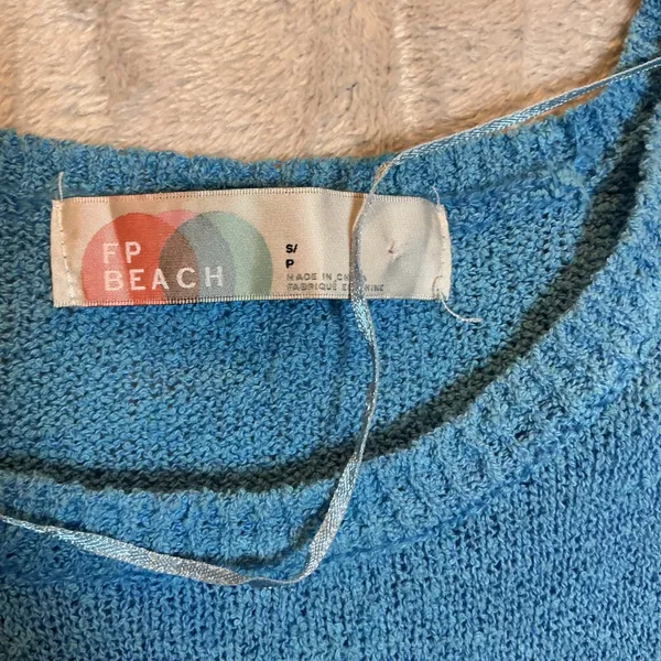 FP Beach Free People Tank Top Blue Knit Sleeveless Relaxed Small - Image 2