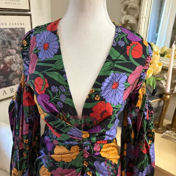 FARM RIO Bucolic Garden Sleeve Cut Out Dress Floral Maxi Size‎ XS - Image 7