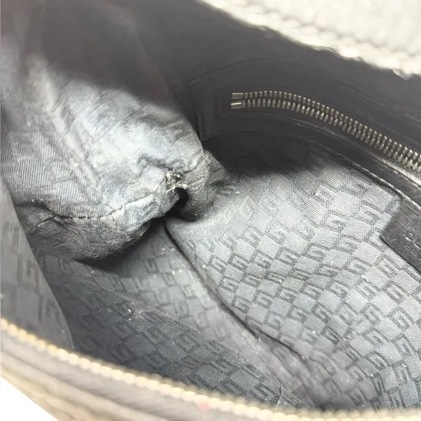 Gucci Reins Vintage Interlocking GG Perforated Leather Black Hobo Bag Purse - Image 13
