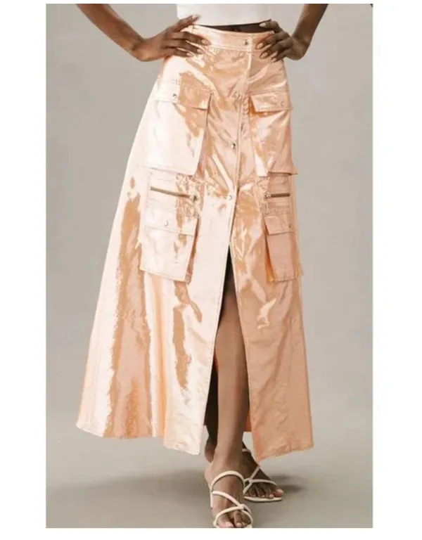 Anthropologie Metallic Orange Skirt - Image 2