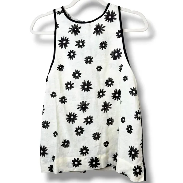 NEW Free People Groovy Daisy Black Floral Cotton Linen 2 Piece Casual Set Size 0 - Image 4