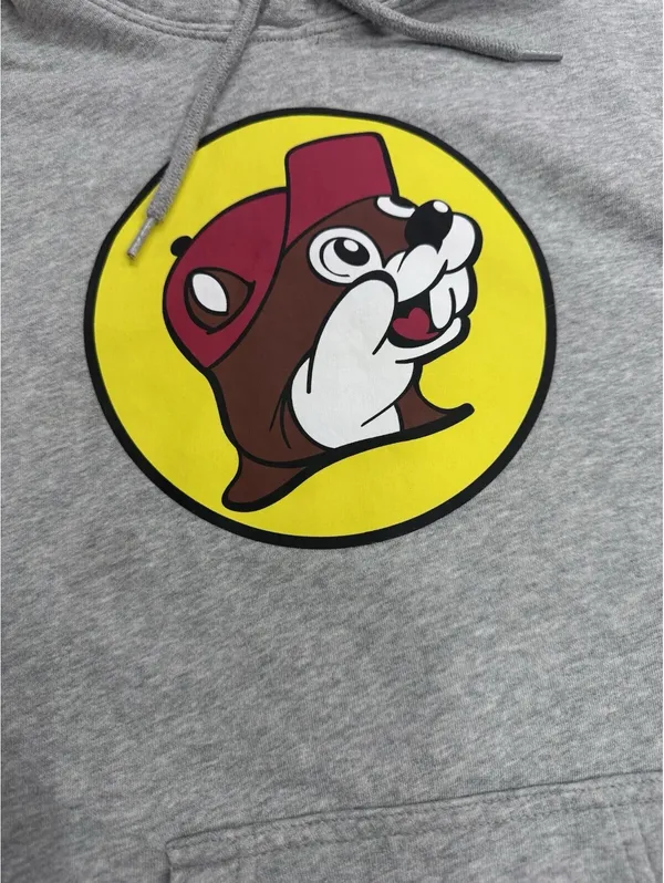 Buc-ee's Beaver Logo Hoodie Sweatshirt Unisex Small Gray Pullover EUC - Image 3