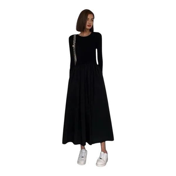 COMMENSE Leisure Pockets Long Sleeve Long Dress COLOR - Black, size large NWT - Image 2