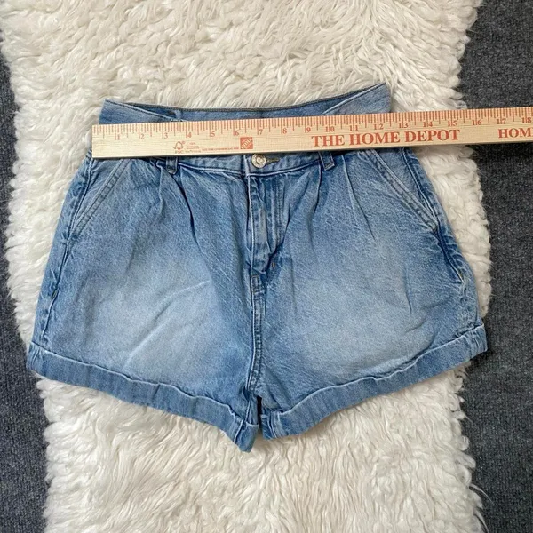 American Eagle Blue Mom Short Double Button Denim Jean Shorts Boho Chic Summer - Image 3