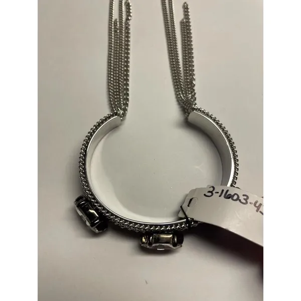 Kenilworth NWT Silver Tone / Rhinestone Bangle Bracelet Chain Dangles Nice Gift - Image 4
