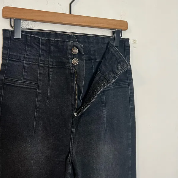 FREE PEOPLE- We The Free Jayde Flare Jeans Onyx Denim Boho Festival - Image 6