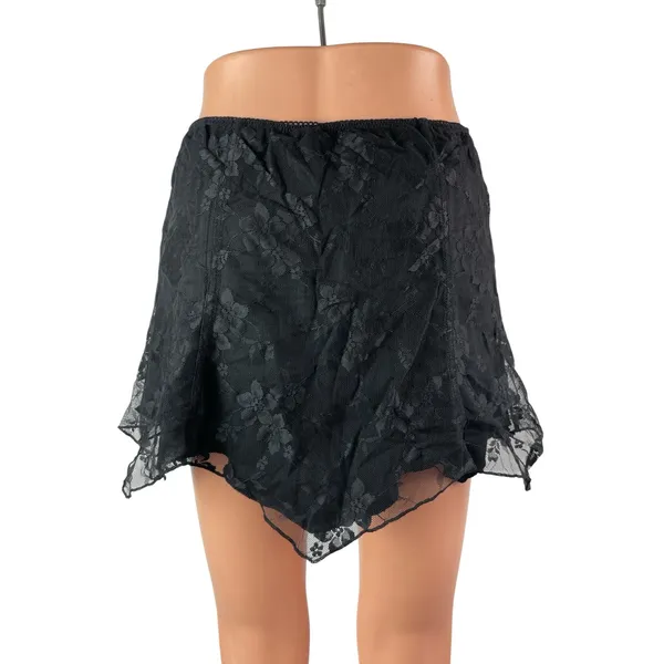 Urban Outfitters Women's Black Floral Lace Sheer Mesh Mini Flare A-Line Skirt M - Image 3