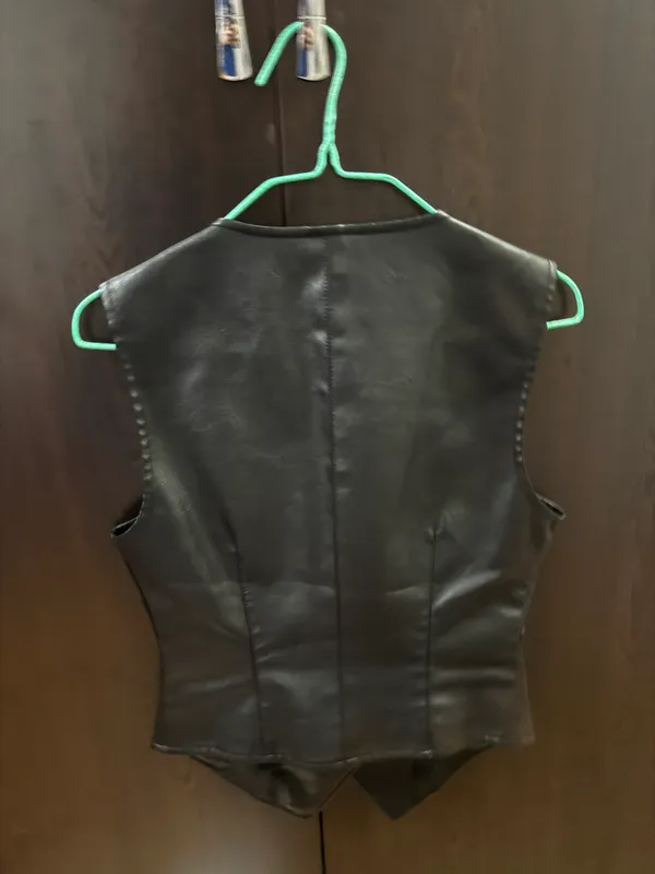 LIONESS Black Leather Button Vest - Image 5