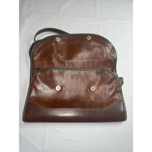 Vintage 90's Brahmin Crossbody Flap Top Purse Womens Tri Color‎ Leather Bag - Image 2