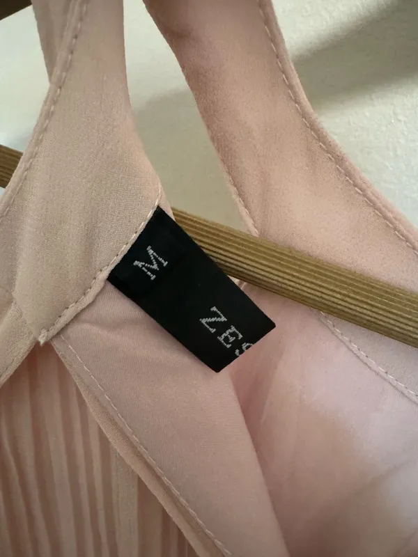 Light Pink Pleated Tiered Dress - Image 3