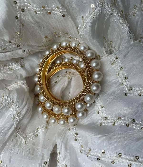 White & Gold Bracelet/ Bangle Set - Image 4