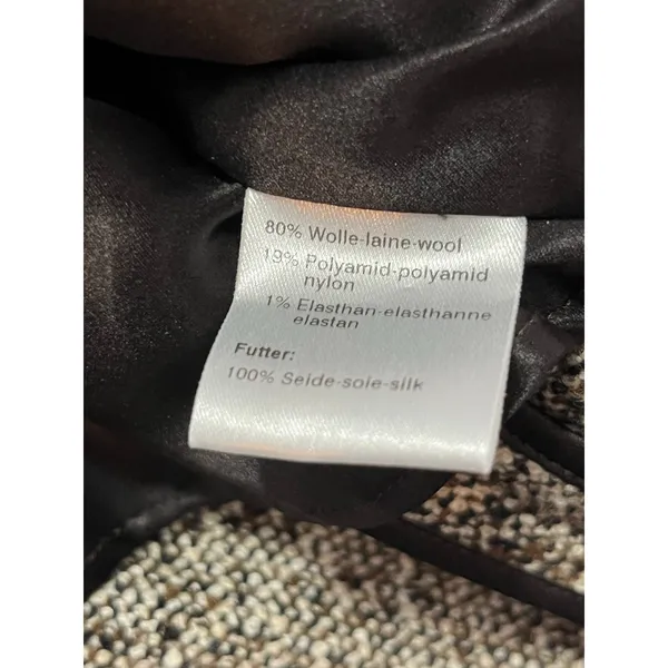AKRIS Wool Tweed Blazer Jacket Size 6 Brown Black Textured Career Luxury Classic - Image 7