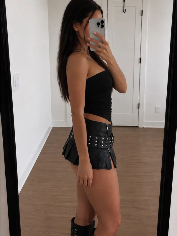 Deadstock The Kript Studded Faux Leather Micro Mini Skirt - Image 3