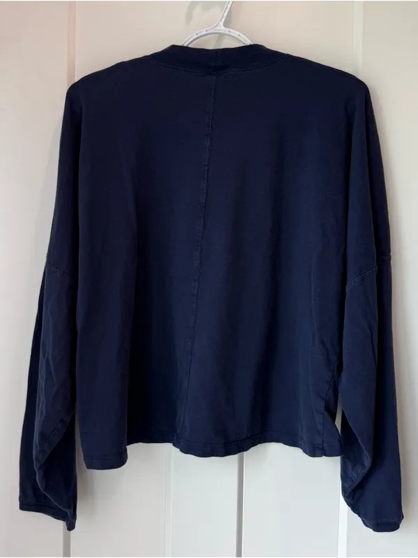 Aerie Navy Blue Bow-Print Oversized Long Sleeve Top Size Medium - Image 5
