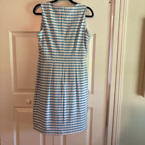 J. McLaughlin Blue And White Pattern Stripe Tank Dress Size‎ Medium - Image 2