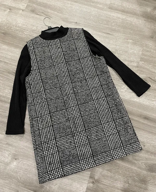 Black And White Plaid mini Dress - Image 5