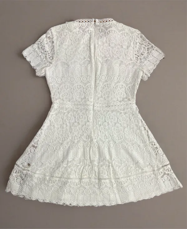 🦢 Blu Pepper Off-White Floral Lace Dress | Women’s Sz Med - Image 4