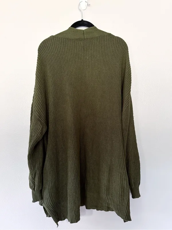 Universal Threads Olive Green Textured Knit Open-Front Cardigan XL - Image 8