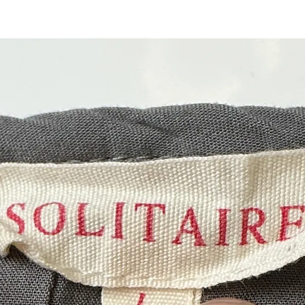 Solitaire Gray Embroidered Peasant Blouse Tassel Tie Long Sleeve Top Large - Image 6