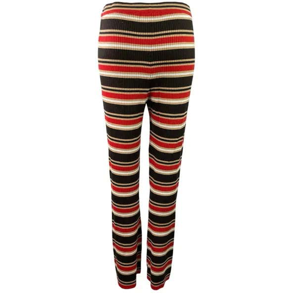 Uniqlo x Marini Red Striped Wool Ribbed Knit High Rise Semi Flare Pants Size L - Image 3