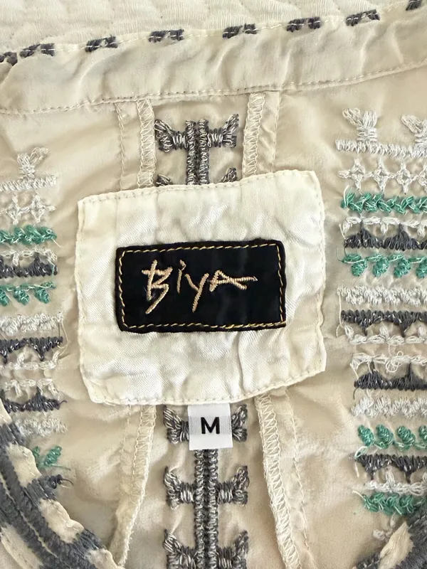 BIYA by Johnny Was Oversized Silk Embroidered Asymmetrical Hem Tunic Dress SZ M - Image 6